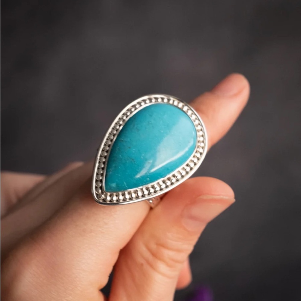 Turquoise Oblong Concho Western Ring